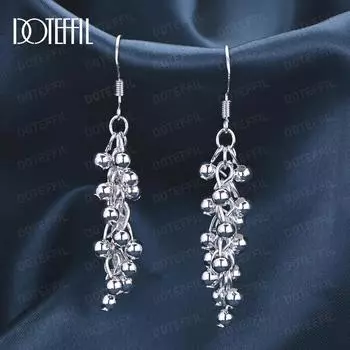 Серьги для пирсинга из гладкого серебра 925 пробы в форме виноградной бусины, модные свадебные украшения 1.20*3.50cm