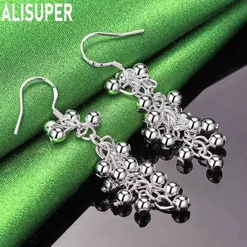 Серьги для пирсинга из гладкого серебра 925 пробы в форме виноградной бусины, модные свадебные украшения 1.20*3.50cm