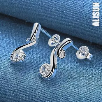 Серьги для пирсинга из стерлингового серебра 925 пробы с цирконами цвета ААА, модные свадебные украшения 1.40*0.50cm