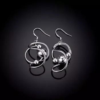 Серьги для пирсинга из стерлингового серебра 925 пробы с геометрическими гладкими бусинами, модные украшения 4.80*1.90cm