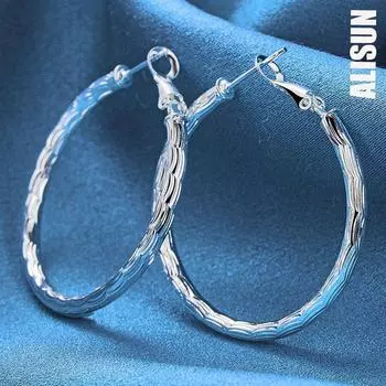 Серьги для пирсинга из стерлингового серебра 925 пробы с круглым узором 40 мм, модные свадебные украшения 40mm