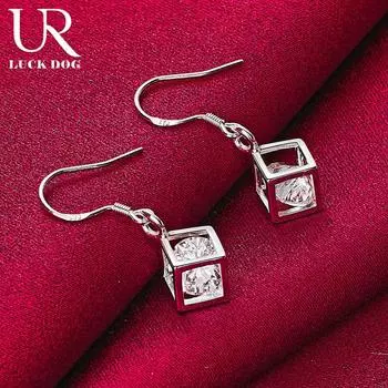 Серьги для пирсинга из стерлингового серебра 925 пробы с квадратным цирконием ААА, модные свадебные украшения 0.60*0.60cm