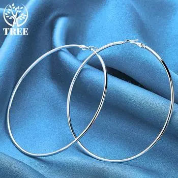 Серьги для пирсинга из стерлингового серебра 925 пробы, гладкие, 50/60/70/80 мм, модные свадебные украшения 50mm