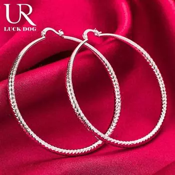 Серьги для пирсинга из стерлингового серебра 925 пробы, круглые, 70 мм, с текстурой дерева, модные свадебные украшения 70mm