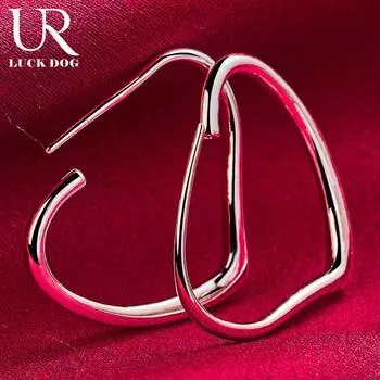 Серьги для пирсинга из стерлингового серебра 925 пробы в форме сердца 29x37 мм, модные свадебные украшения 37mm*29mm