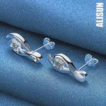 Серьги для пирсинга из стерлингового серебра 925 пробы с восьмиугольным цирконием класса ААА, модные свадебные украшения 0.60*1.80cm