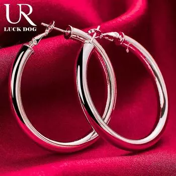 Серьги для пирсинга из стерлингового серебра 925 пробы, круглые, 50 мм, модные свадебные украшения 50mm