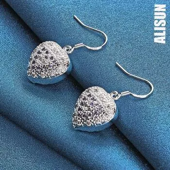 Серьги для пирсинга из стерлингового серебра 925 пробы в форме сердца с фиолетовым цирконием класса ААА, модные свадебные украшения 3.20*1.30cm