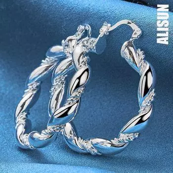 Серьги для пирсинга из стерлингового серебра 925 пробы в виде жареного теста, модные свадебные украшения 30mm