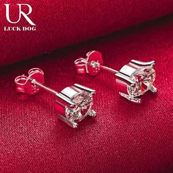 Серьги для пирсинга из стерлингового серебра 925 пробы с круглыми кристаллами AAA из циркония, модные свадебные украшения 0.50*0.50cm