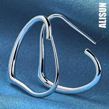 Серьги для пирсинга из стерлингового серебра 925 пробы в форме сердца 29x37 мм, модные свадебные украшения 37mm*29mm