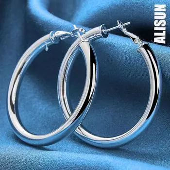 Серьги для пирсинга из стерлингового серебра 925 пробы, круглые, 50 мм, модные свадебные украшения 50mm