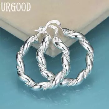 Серьги для пирсинга из стерлингового серебра 925 пробы в виде закрученного теста, модные свадебные украшения 30mm