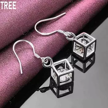 Серьги для пирсинга из стерлингового серебра 925 пробы с квадратным цирконием ААА, модные свадебные украшения 0.60*0.60cm