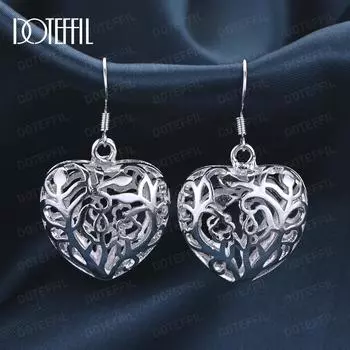 Серьги для пирсинга из стерлингового серебра 925 пробы в форме сердца с геометрическим узором, модные свадебные украшения 4.00*2.30cm