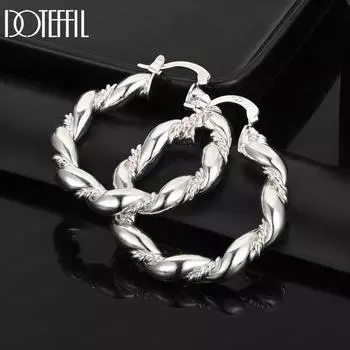 Серьги для пирсинга из стерлингового серебра 925 пробы в виде закрученного теста, модные свадебные украшения 30mm