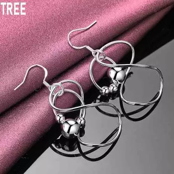 Серьги для пирсинга из стерлингового серебра 925 пробы с геометрическим гладким бисером, модные свадебные украшения 4.80*1.90cm