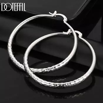 Серьги для пирсинга из стерлингового серебра 925 пробы, круглые, 50 мм, с текстурой дерева, модные свадебные украшения 50mm