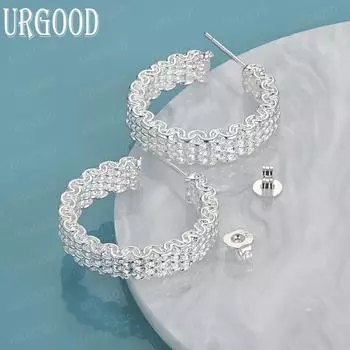 Серьги для пирсинга из стерлингового серебра 925 пробы, модные свадебные украшения 2.50*2.50cm