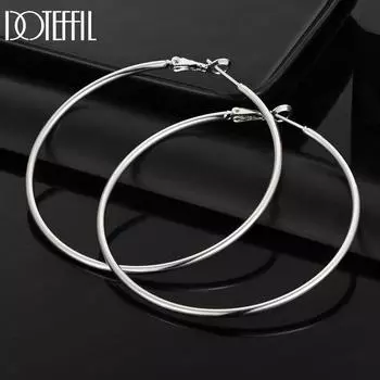 Серьги для пирсинга из стерлингового серебра 925 пробы, гладкие, 50/60/70/80 мм, модные свадебные украшения 50mm