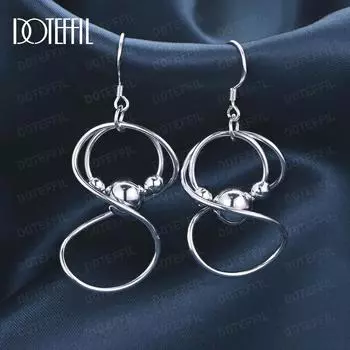 Серьги для пирсинга из стерлингового серебра 925 пробы с геометрическим гладким бисером, модные свадебные украшения 4.80*1.90cm