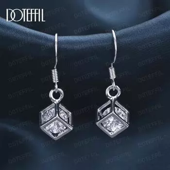 Серьги для пирсинга из стерлингового серебра 925 пробы с квадратным цирконием ААА, модные свадебные украшения 0.60*0.60cm