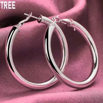 Серьги для пирсинга из стерлингового серебра 925 пробы, круглые, 50 мм, модные свадебные украшения 50mm