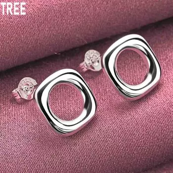 Серьги для пирсинга из стерлингового серебра 925 пробы, квадратные и круглые, модные свадебные украшения 1.10*1.10cm