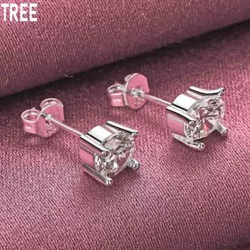 Серьги для пирсинга из стерлингового серебра 925 пробы с круглыми кристаллами AAA из циркония, модные свадебные украшения 0.50*0.50cm