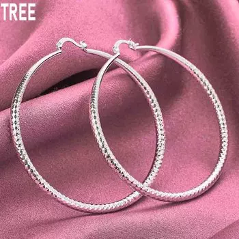 Серьги для пирсинга из стерлингового серебра 925 пробы, круглые, 70 мм, с текстурой дерева, модные свадебные украшения 70mm