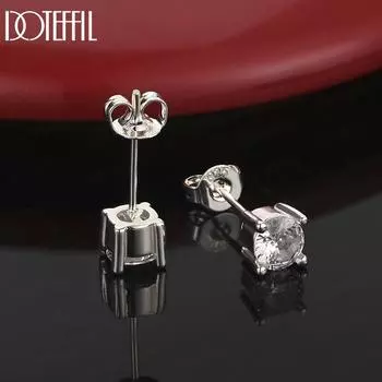 Серьги для пирсинга из стерлингового серебра 925 пробы с круглыми кристаллами AAA из циркония, модные свадебные украшения 0.50*0.50cm