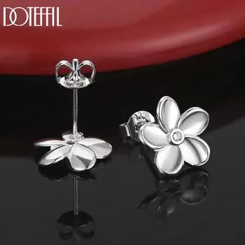 Серьги для пирсинга из стерлингового серебра 925 пробы с пятью листьями и цирконами класса ААА, модные свадебные украшения 0.90*0.90cm
