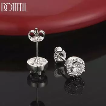 Серьги для пирсинга из стерлингового серебра 925 пробы с круглыми кристаллами AAA из циркония, модные свадебные украшения 0.60*0.60cm