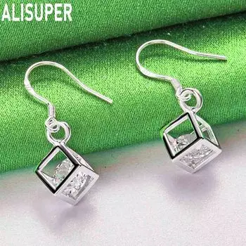 Серьги для пирсинга из стерлингового серебра 925 пробы с квадратным цирконием ААА, модные свадебные украшения с шармом 0.60*0.60cm