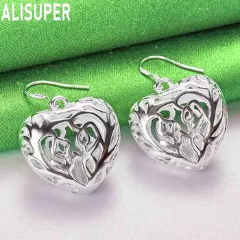 Серьги для пирсинга из стерлингового серебра 925 пробы в форме сердца с геометрическим узором, модные свадебные украшения с шармом 4.00*2.30cm