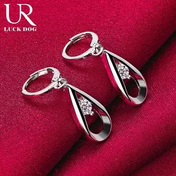 Серьги для пирсинга с каплями воды/каплями дождя из стерлингового серебра 925 пробы и циркония класса ААА, модные свадебные украшения 0.90*1.70cm