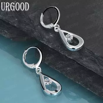 Серьги для пирсинга с каплями воды/каплями дождя из стерлингового серебра 925 пробы и циркония класса ААА, модные свадебные украшения 0.90*1.70cm