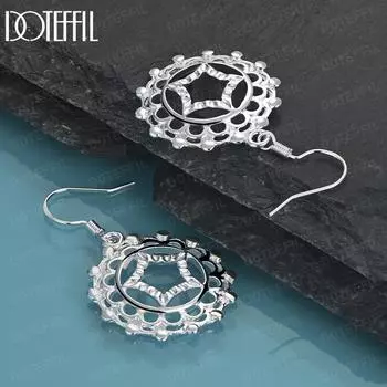 Серьги для пирсинга в форме круглой звезды из стерлингового серебра 925 пробы, модные свадебные украшения 4.40*2.60cm