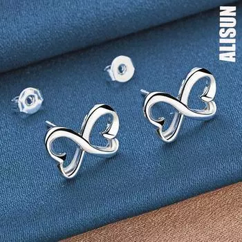 Серьги для пирсинга в форме сердца из стерлингового серебра 925 пробы. Модные свадебные украшения. 1.30*0.80cm