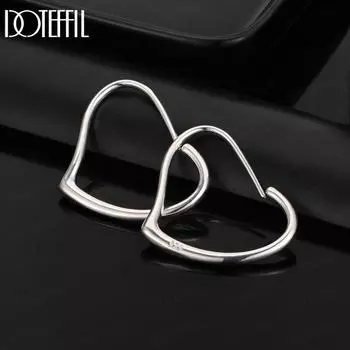 Серьги для пирсинга в форме сердца из стерлингового серебра 925 пробы 29x37 мм, круглые, модные свадебные украшения 37mm*29mm