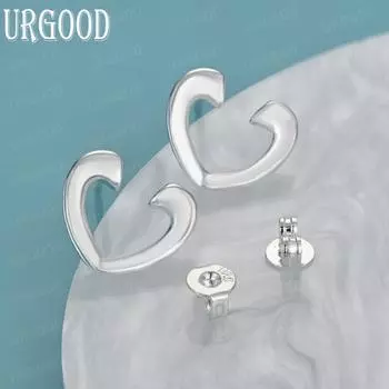 Серьги для пирсинга в форме сердца из стерлингового серебра 925 пробы, модные свадебные украшения 1.50*1.40cm