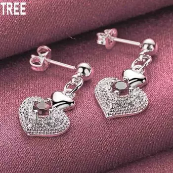 Серьги для пирсинга в форме сердца из стерлингового серебра 925 пробы с цирконием ААА, модные свадебные украшения 1.40*2.70cm