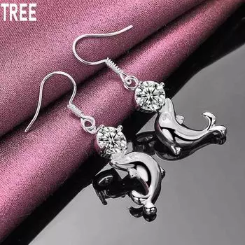 Серьги для пирсинга в виде дельфина из стерлингового серебра 925 пробы с цирконием AAA, модные свадебные украшения 4.00*1.20c