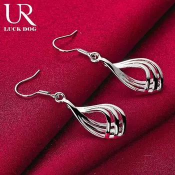 Серьги для пирсинга в виде трех линий из стерлингового серебра 925 пробы в виде капель воды, модные свадебные украшения 3.70*1.30cm