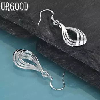 Серьги для пирсинга в виде трех линий из стерлингового серебра 925 пробы в виде капель воды, модные свадебные украшения 3.70*1.30cm