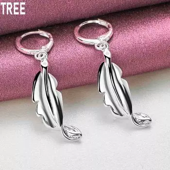 Серьги для пирсинга в виде витого листа из стерлингового серебра 925 пробы, модные, изысканные, очаровательные, свадебные украшения 4.00*0.90cm