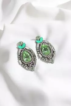 Серьги для вечернего платья фисташкового цвета