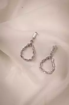 Серьги для вечернего платья овальной формы с цирконом