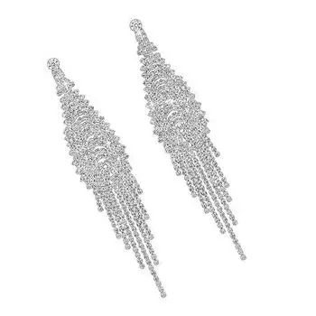 Серьги для женщин и девочек | Модные серьги-подвески с кристаллами | Длинные серьги-подвески в стиле вестерн | Аксессуары Ювелирные изделия белый