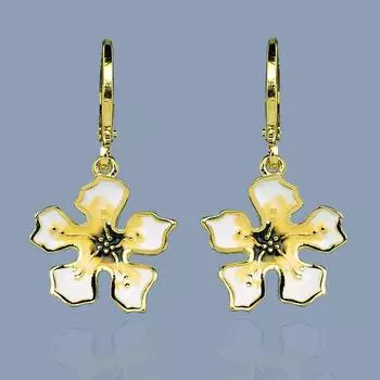 Серьги для женщин, модные серьги с желтым цветком, серьги с цветами, роскошные свадебные украшения, эмаль ручной работы белый